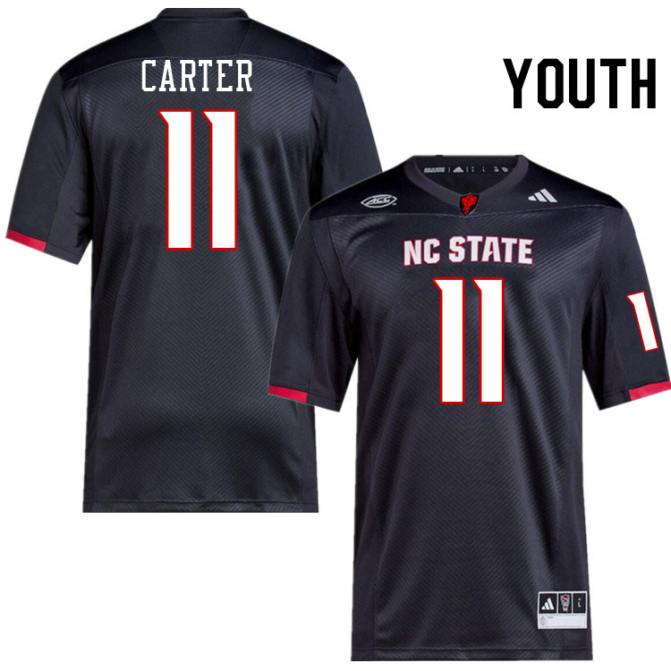 Youth #11 Ja'Had Carter NC State Wolfpack College Football Jerseys Stitched-Black